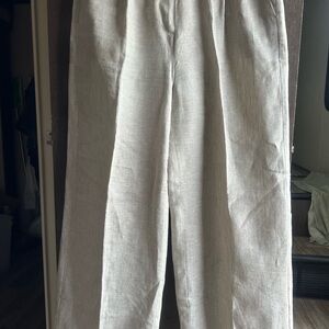 J. Crew Women's Tan Wide Leg Essential Pant in Linen Size 10 Inseam 30 1/2"